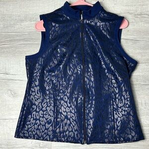 Chico's Navy Sleeveless Lace Pea Coat